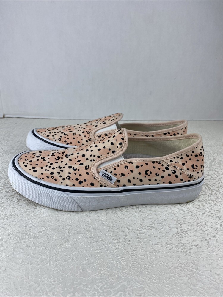 Vans Women’s Sz 8 Shoes Skate Pink Cushion Classic Slip-On Cheetah Print Canvas