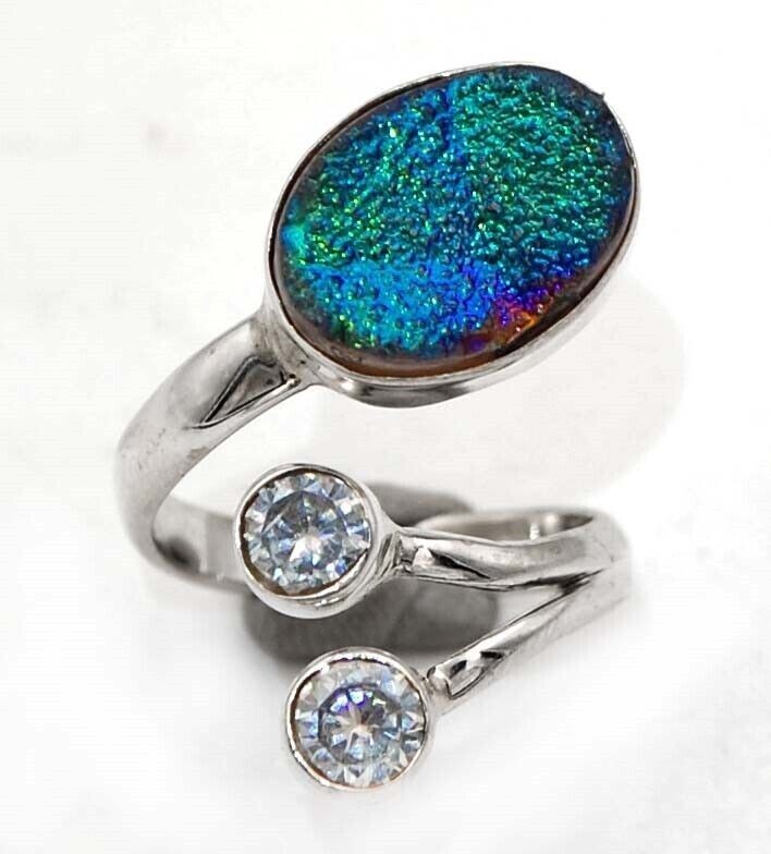 Natural Titanium Druzy Sterling Silver Ring Size 6 B19-5