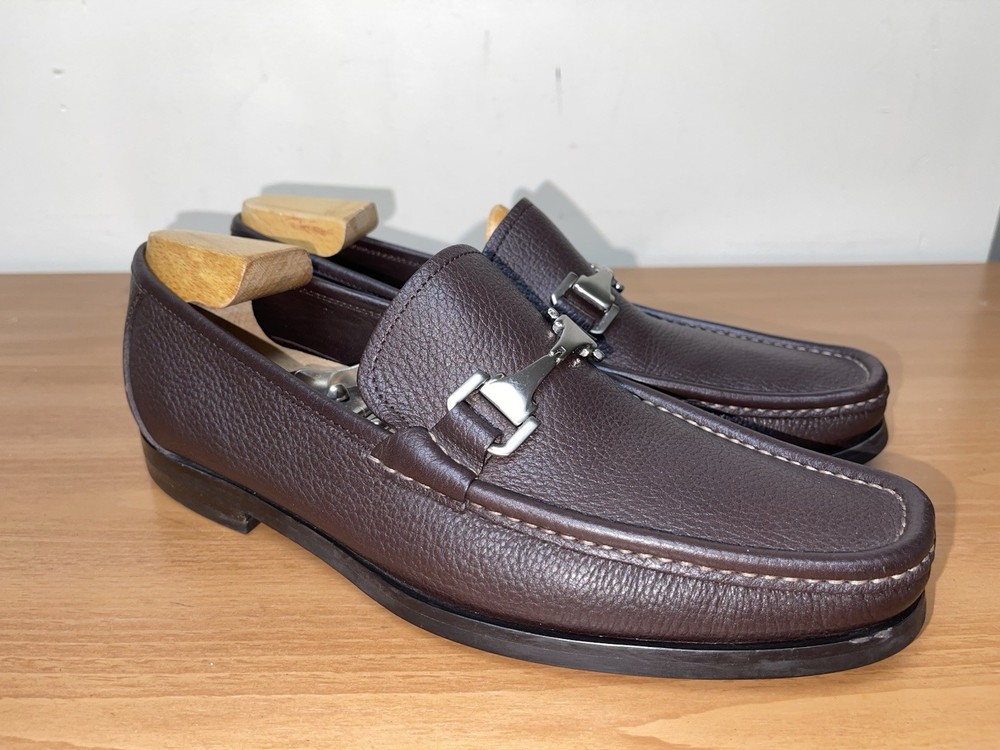 Allen Edmonds FIRENZE Brown Pebbled Horsebit Loafers for Men Size 9D Made in Italy