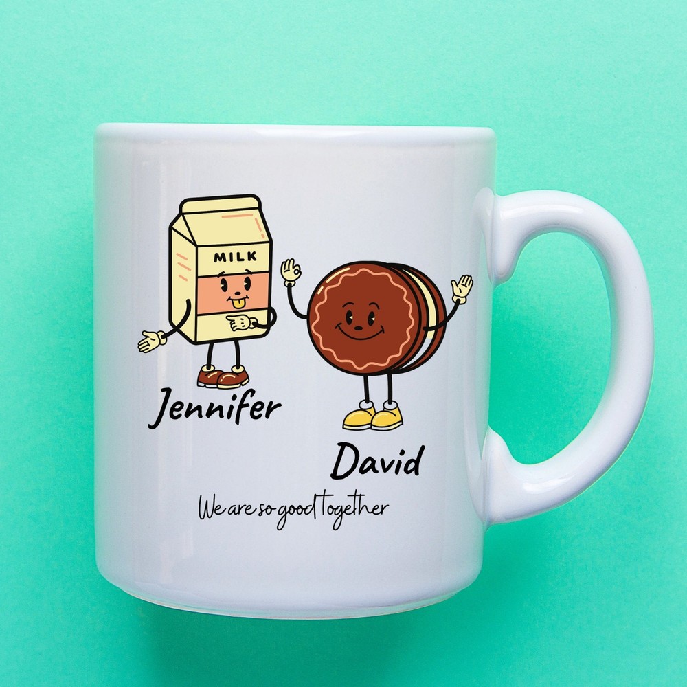 Personalized Mug Customizable Mug With Name Biscuit And Milk Duo Mug Good Duo