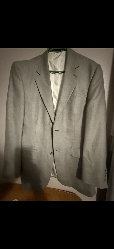 Oscar de la Renta Gray Silk Wool Blazer Sport Coat Size 41L