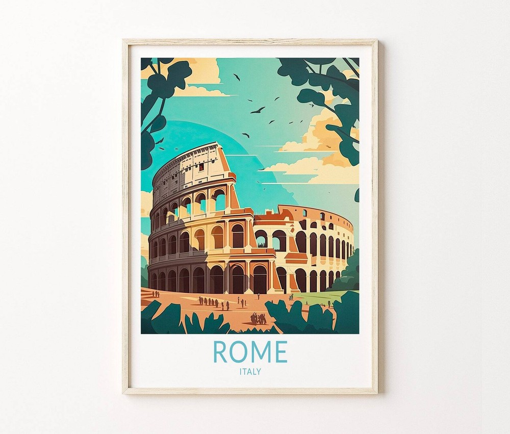 Rome Italy Travel Poster Wall Art Rome Colosseum Poster Colosseum Rome Wall Art
