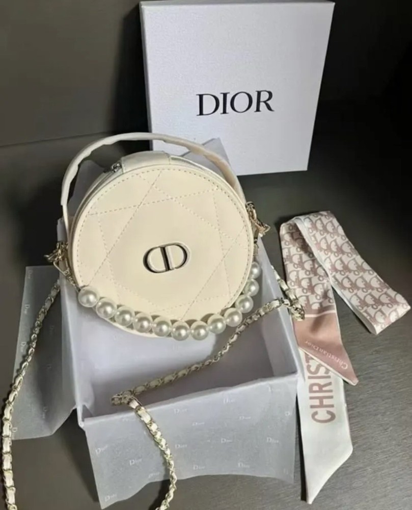 DIOR Beauty Vanity Case Round Makeup Bag With Mirror New In Box