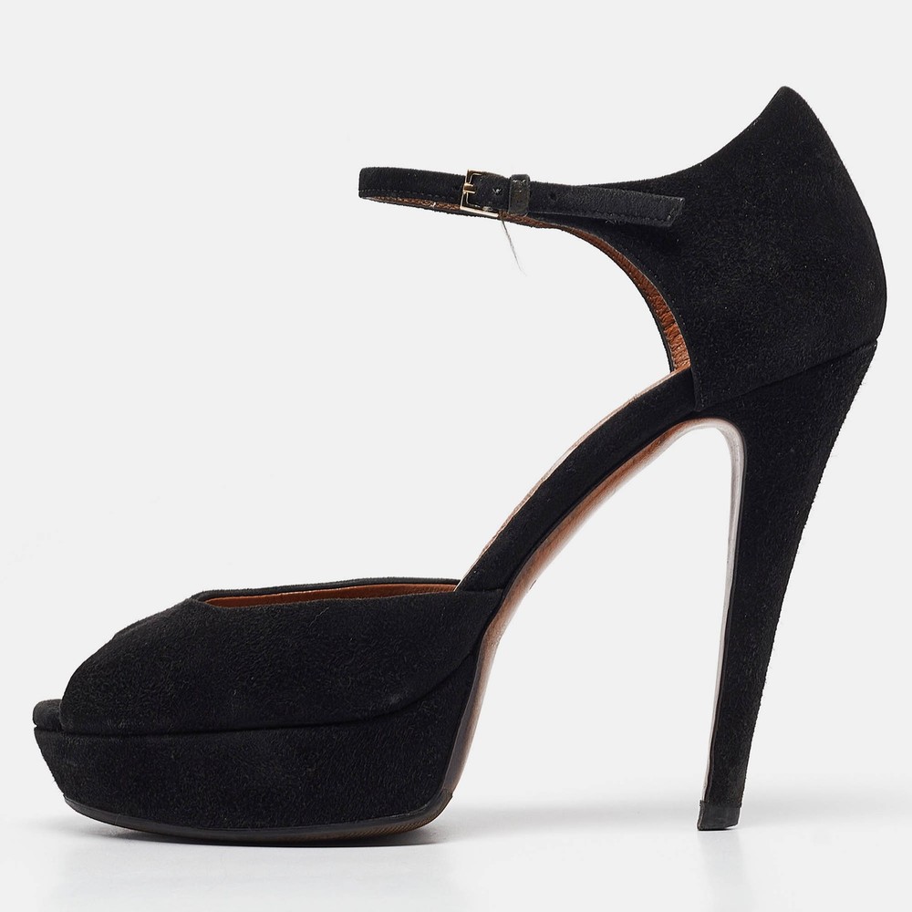 Gucci Black Suede Ankle Strap Sandals Women's Size 35