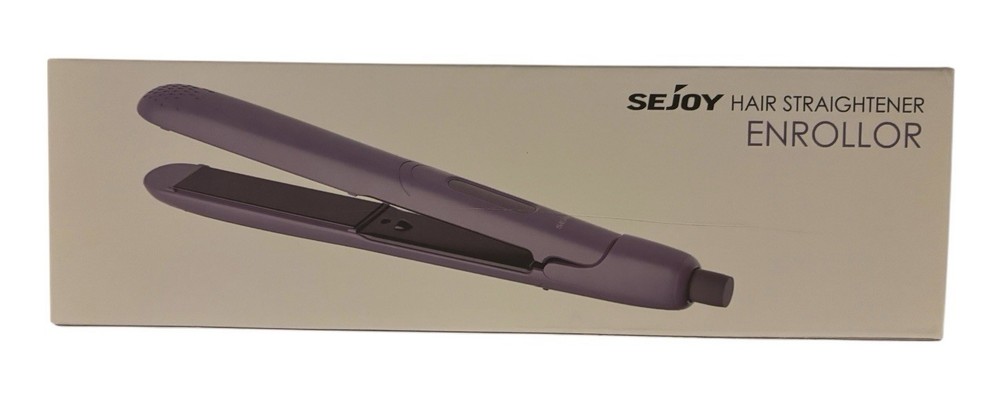 Sejoy 2-in-1 hair straightener and curler in purple with ceramic plates. New