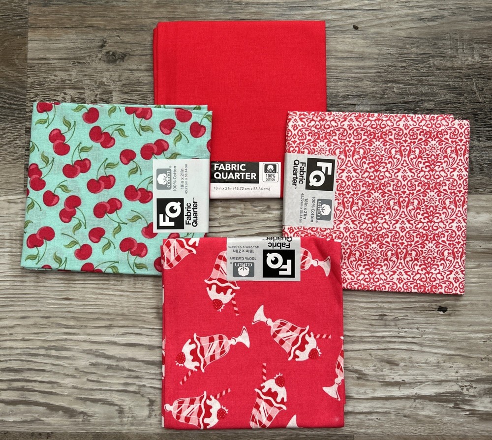 Lot of 4 Cotton Fabric Quarters 18