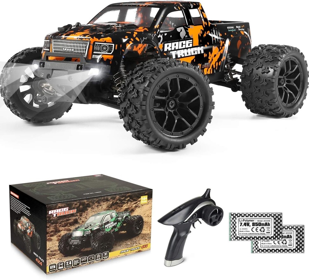 Outdoor Ready 1:18 Scale Off-Road Monster Truck with LED Lights & 2 Batteries