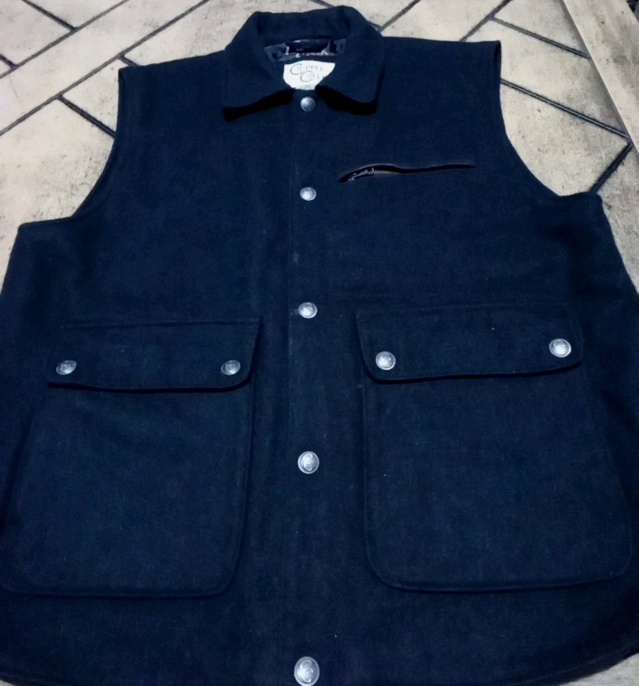 Cripple Creek Mens Size XL Wool Western Cowboy Vest Quilted Lining Black