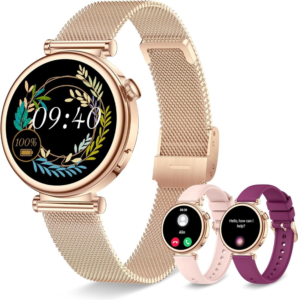Compact Rose Gold Smartwatch for Women with Bluetooth Calling – 1.27
