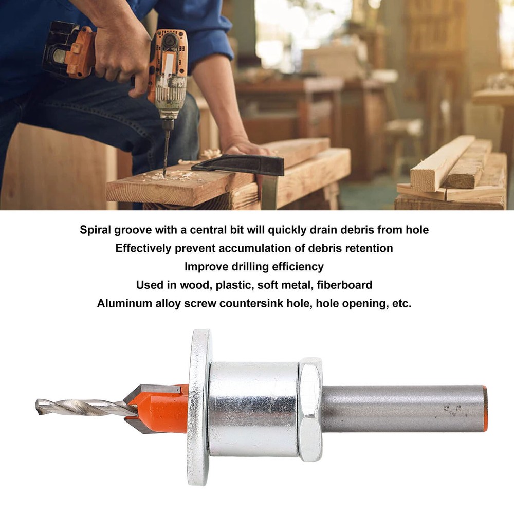 Adjustable Countersink Drill Bit Kit Alloy Steel Power Tool Attachment  
