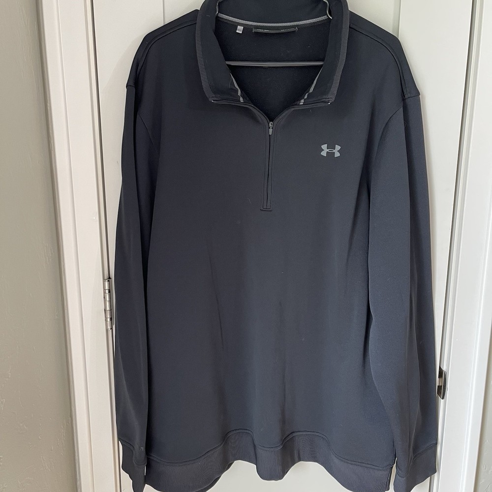 Under Armour 1/4 Zip Loose Fit Coldgear Long Sleeve Pullover Mens Size 3XL Black