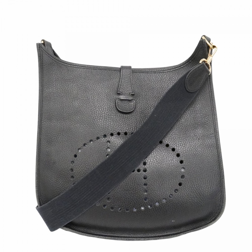 Hermes Shoulder Bag Evelyne 1GM Ardennes Black Gold Hd B Engraved 512365