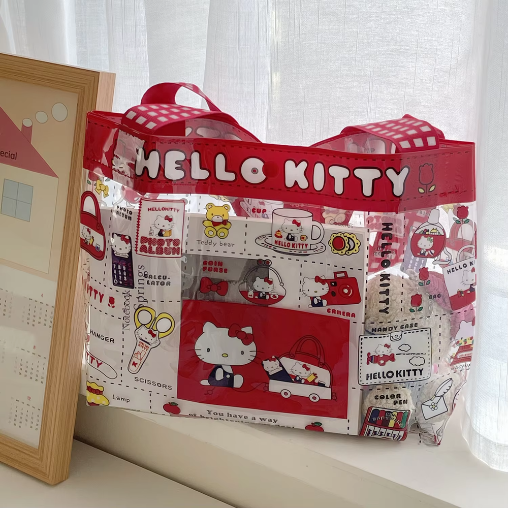 Kawaii Red Hello Kitty Transparent Handbag