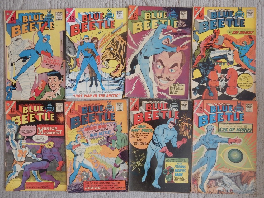 CHARLTON BLUE  BEETLE 8 ISSUE LOT VOL2 #1-3,5,VOL 3 #51-54 DAN GARRETT FINE COND