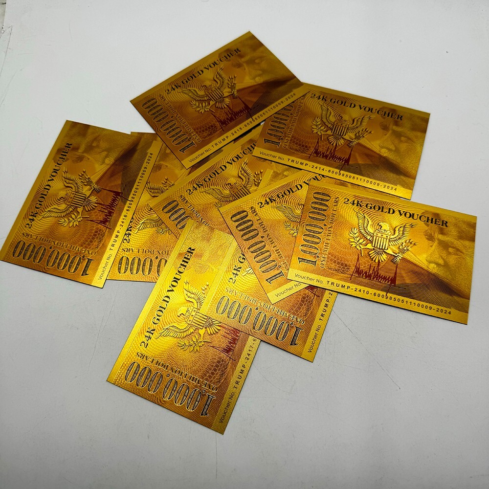 10pc USA President Donald Trump One Million Dollar Gold Cards Voucher Collection-image