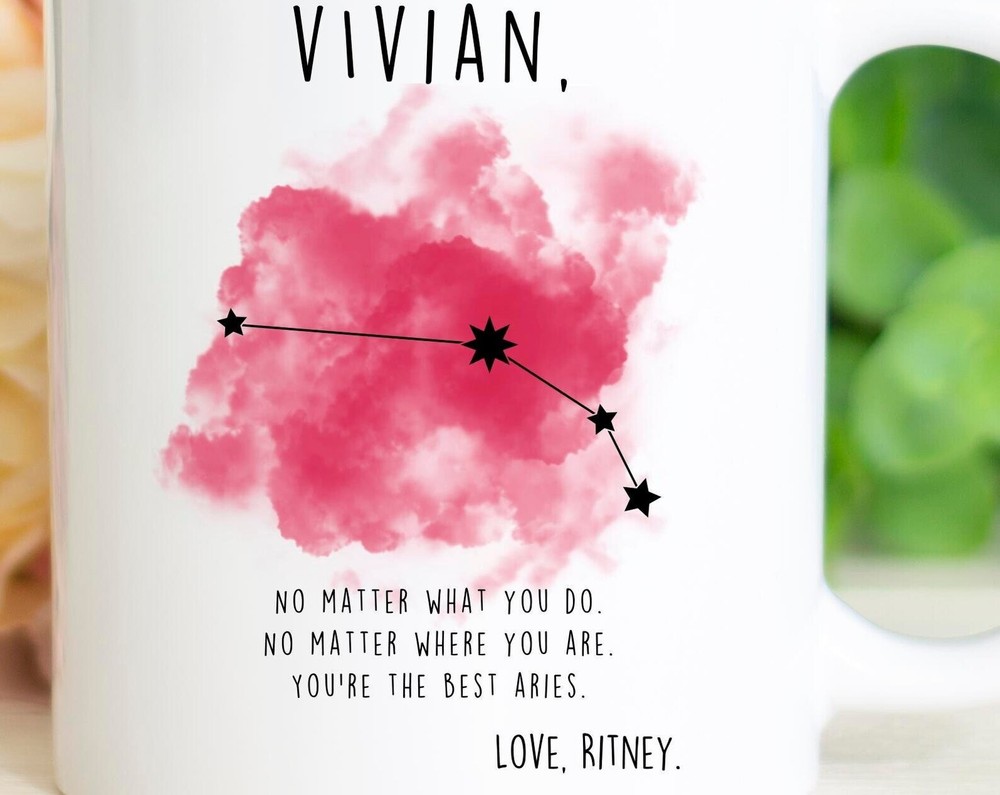 Aries Zodiac Birthday Christmas Gift Personalized Ceramic Mug for Coffee Tea Lovers