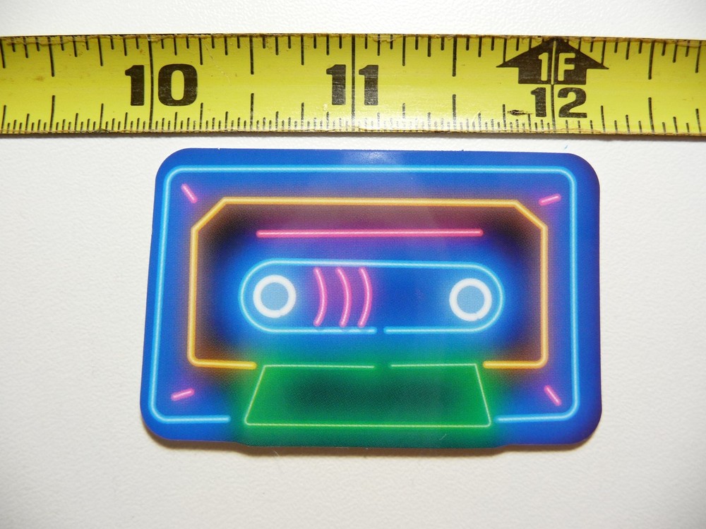 LOOSE CASSETTE MUSIC 80S STICKER DECAL NEON STYLE FUN PLAYFUL COLORFUL