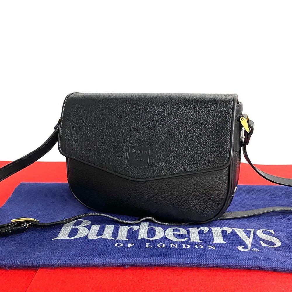 Burberry Shoulder Bag Nova Check Leather Black Authentic F1114644