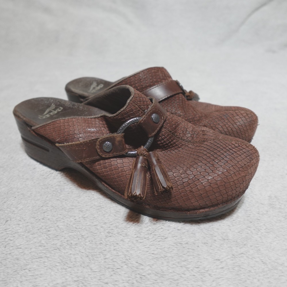 Dansko Womens Clogs Shandi Brown Leather Snake Print EU 40 US 9.5