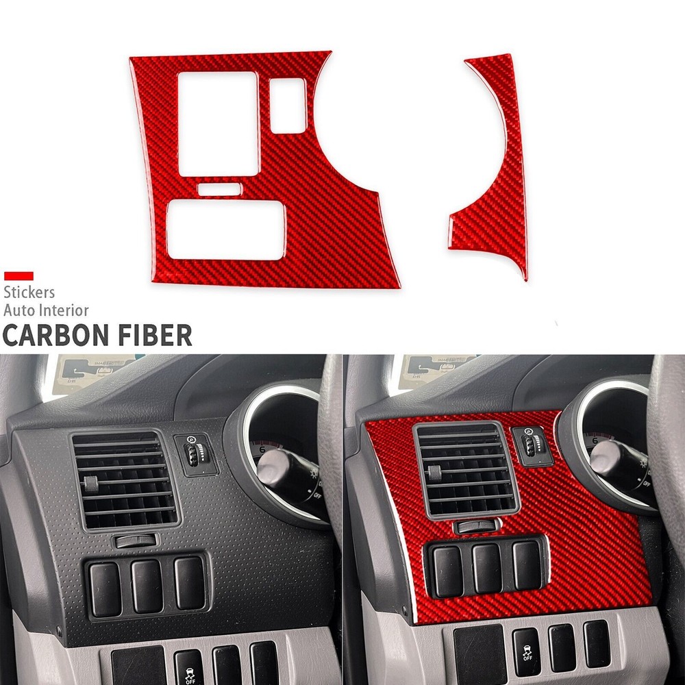 Red Carbon Fiber Driver Side Air Vent Outlet Panel Cover For Toyota Tacoma 09-15