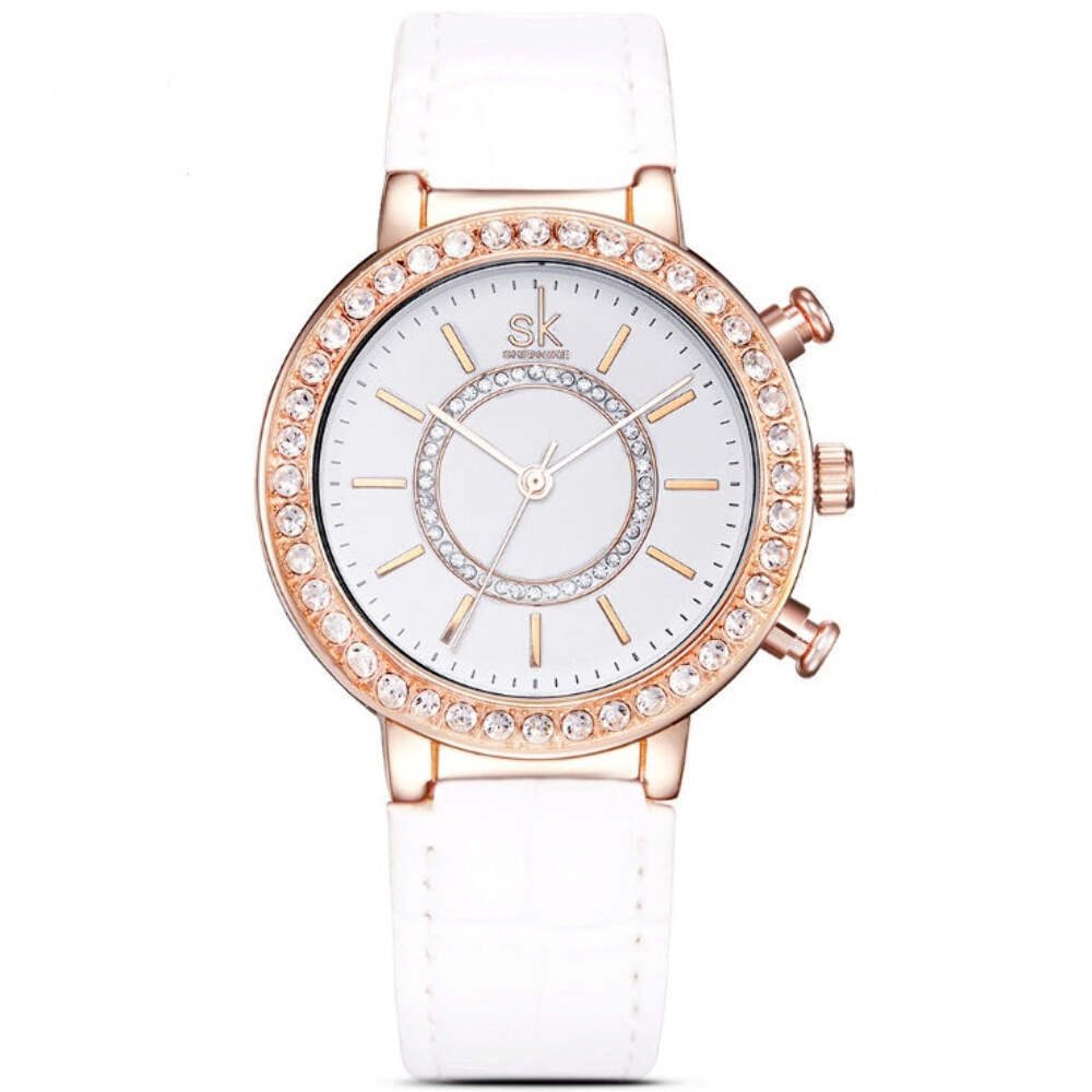 Women's Waterproof Quartz Watch with Stainless Steel Buckle and PU Strap