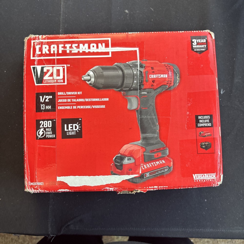 CRAFTSMAN CMCD700C1 1/2in 20V Cordless Drill/Driver with Accessories