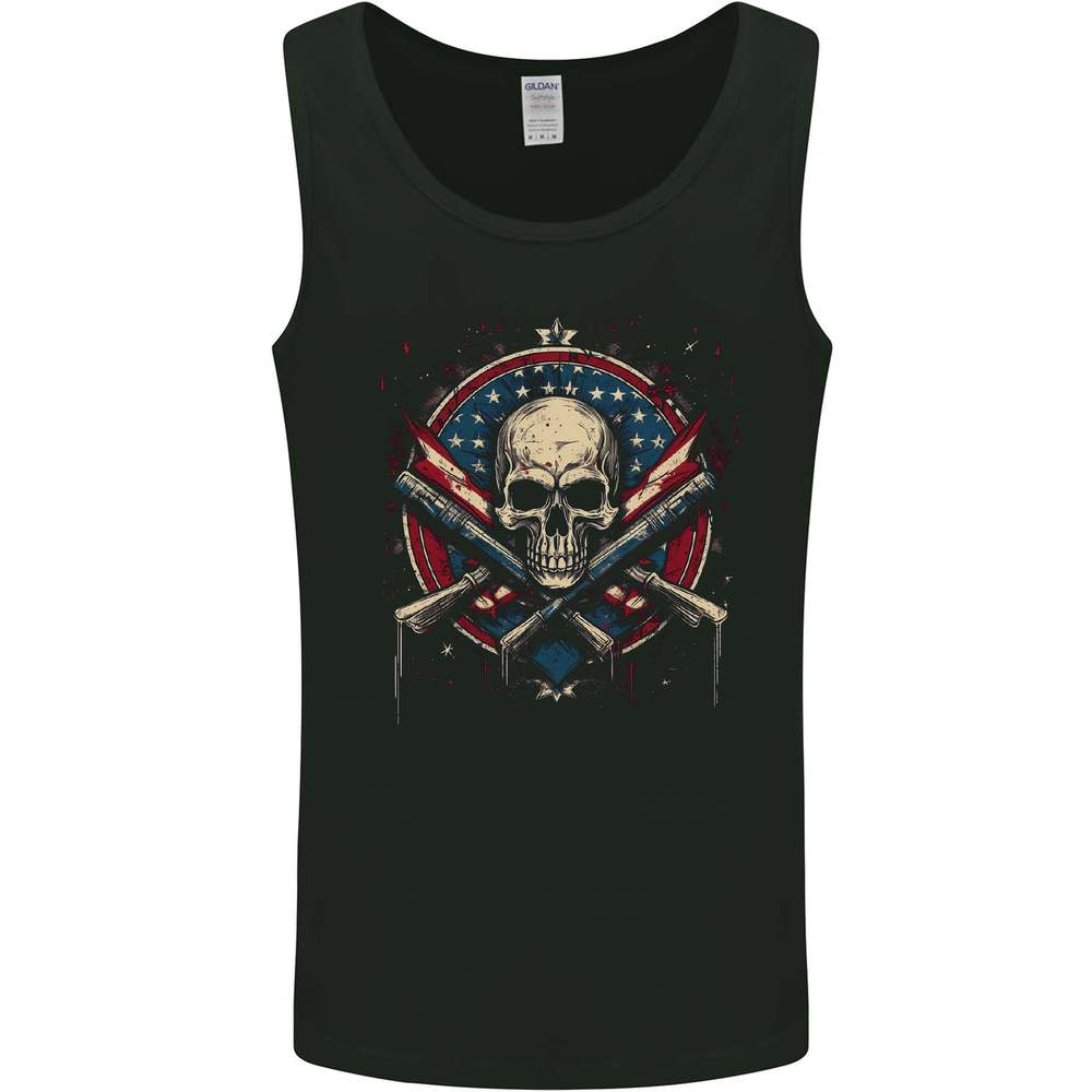 American Skull Shield USA Flag Mens Vest Tank Top