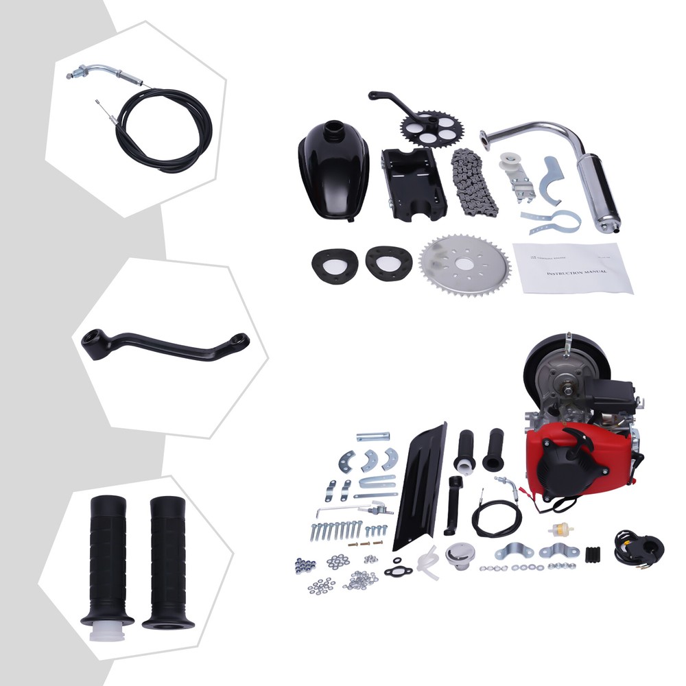 Bike Engine Motor Kit 4-Stroke 49CC Gas Petrol Motorized Bicycle Scooter Belt