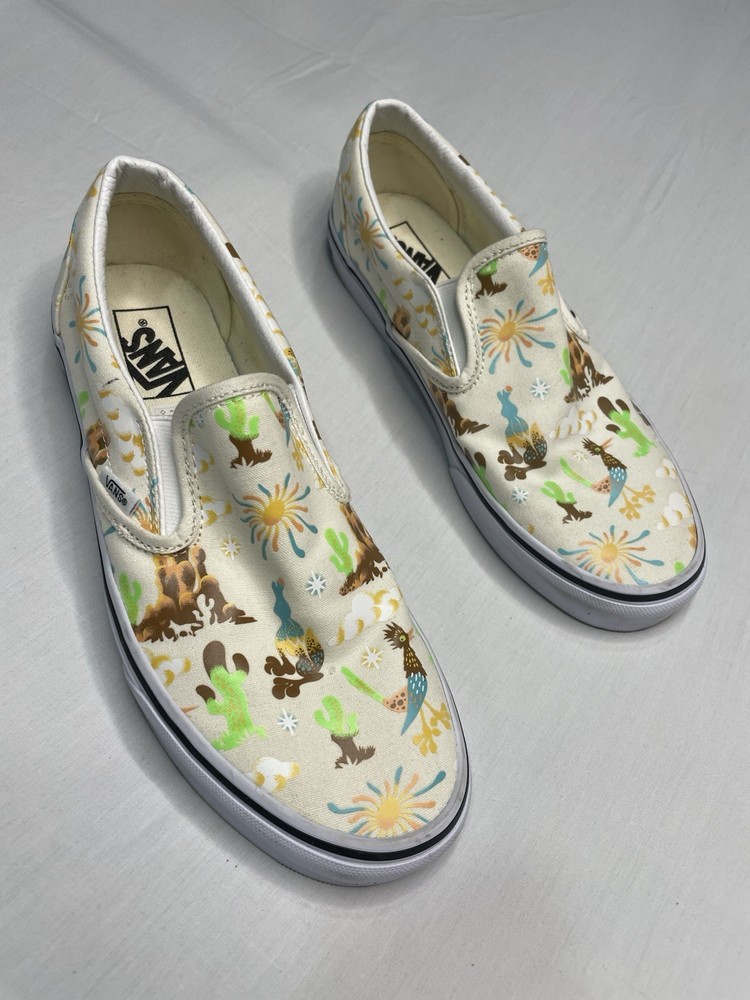 Vans Men's Classic Slip On Get Outdoors Marshmallow White Canvas Shoes Size 10