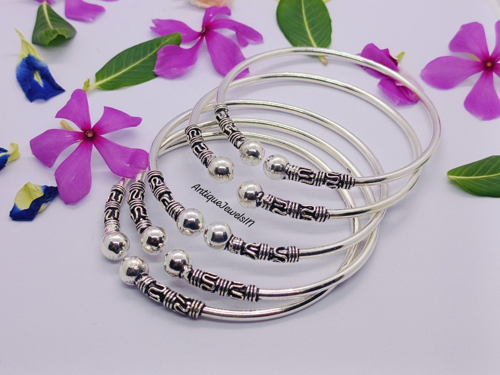 Thick West Indian Sterling Silver Bangles Set of 5 Gift Shop