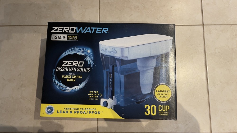 ZeroWater 30 Cup 5 Stage Water Filtration System Dispenser Water Meter & Filter
