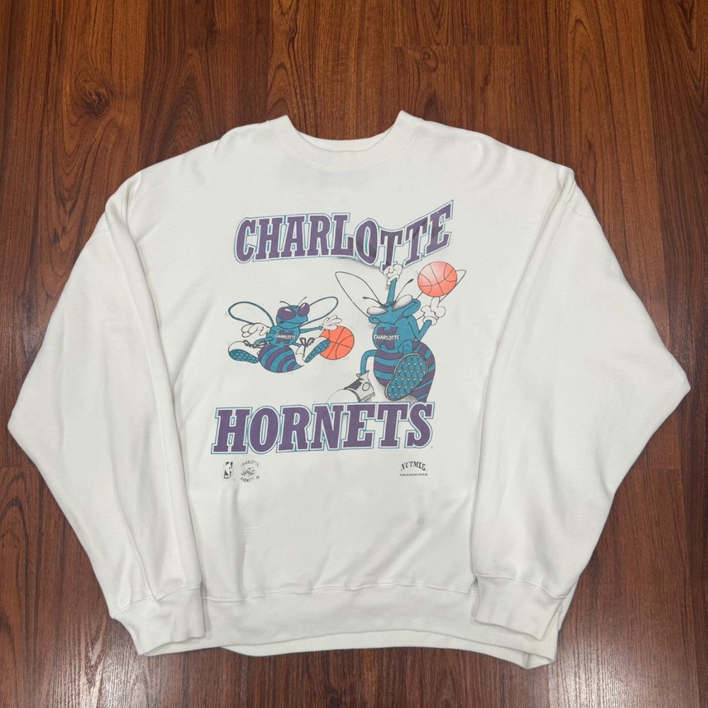 NBA Charlotte Hornets basketball unisex white sweatshirt QT6163