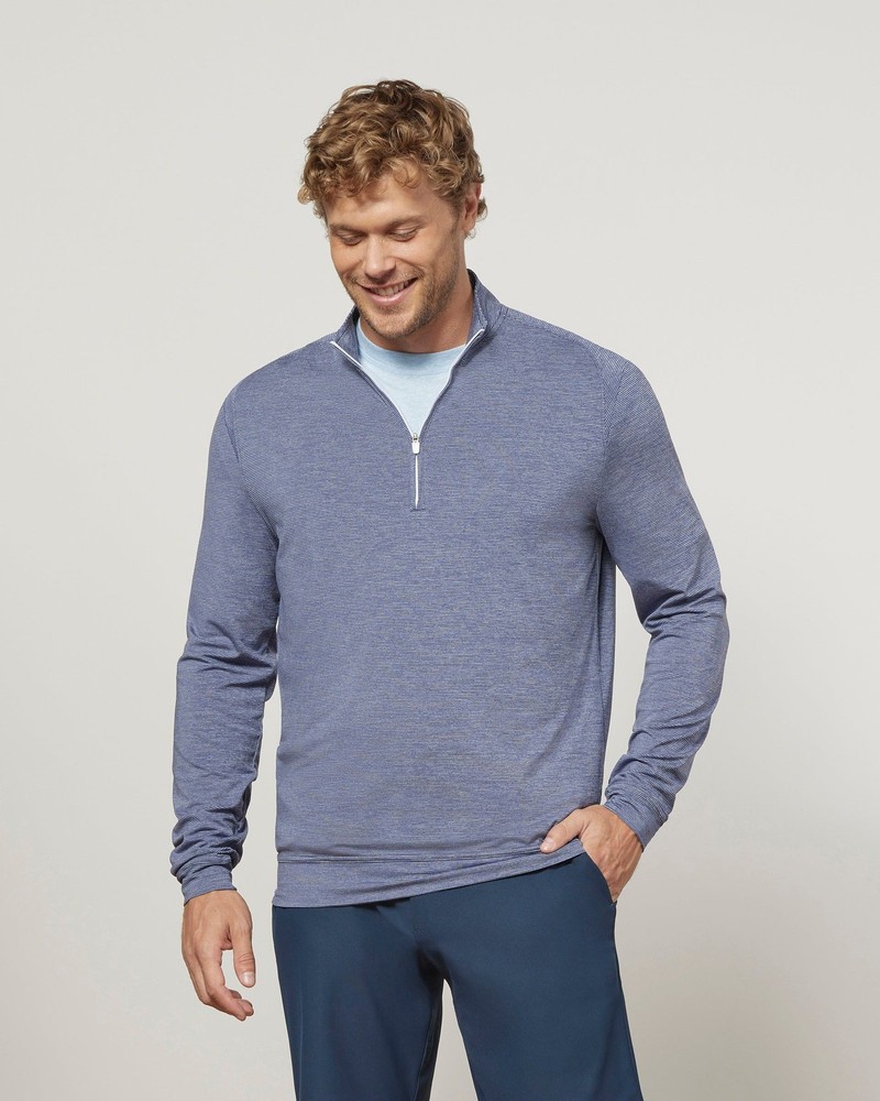 johnnie-O Vaughn Striped Performance 1/4 Zip Pullover Twilight Size XXL