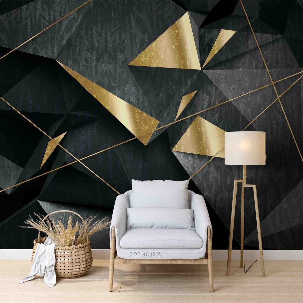 3D Black Gold Abstract Texture Wall Murals Wallpaper Murals Wall Sticker