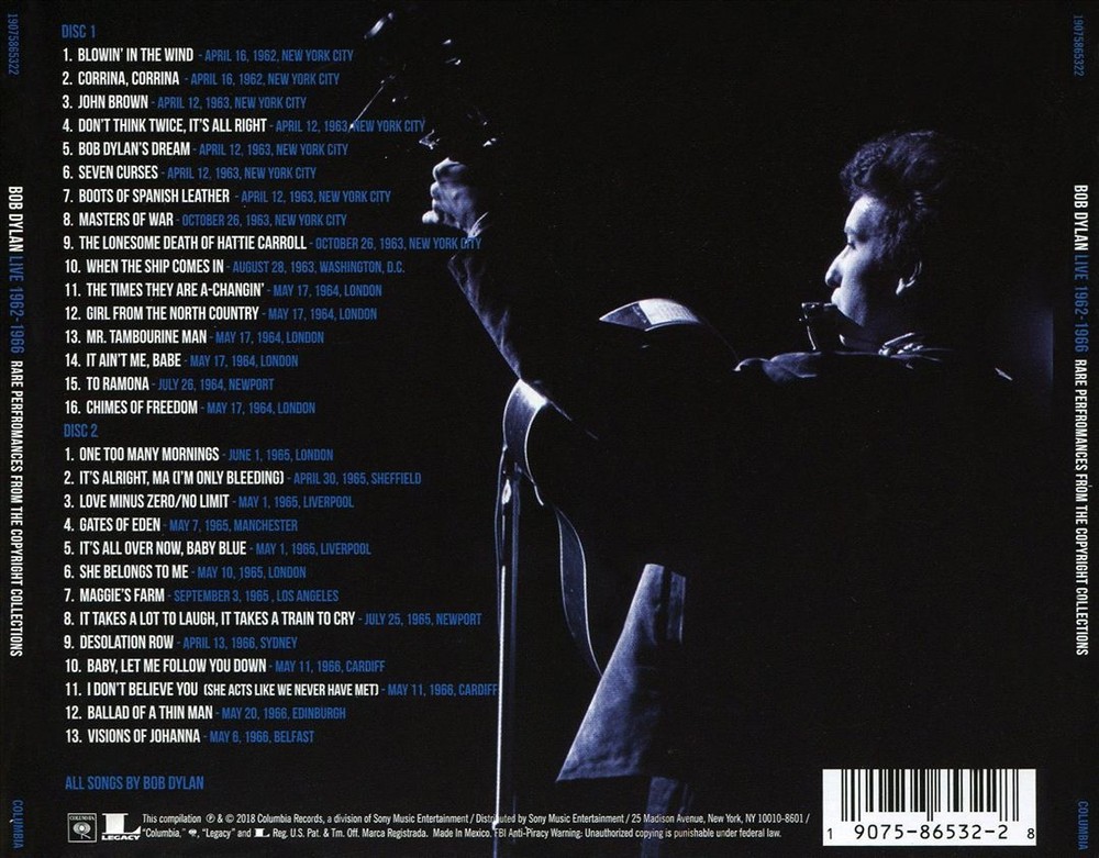BOB DYLAN LIVE 1962-1966: RARE PERFORMANCES FROM THE COPYRIGHT COLLECTIONS NEW C