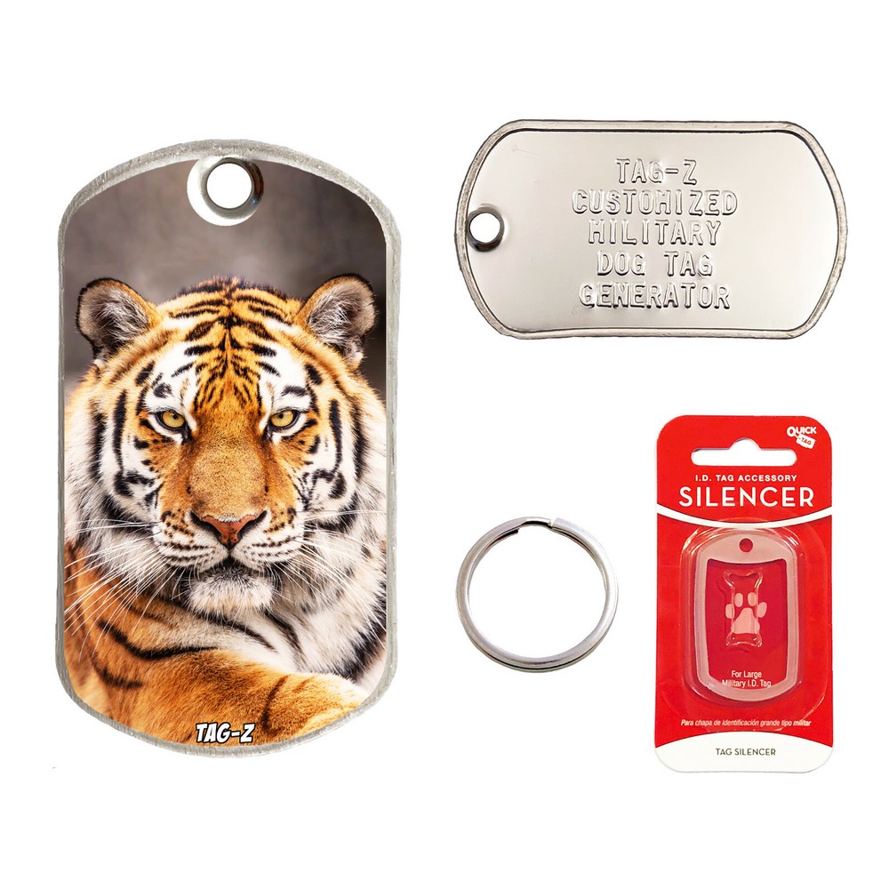 TIGER FACE - CUSTOM EMBOSSED PET TAG - MILITARY - Tag-Z Dog Tags
