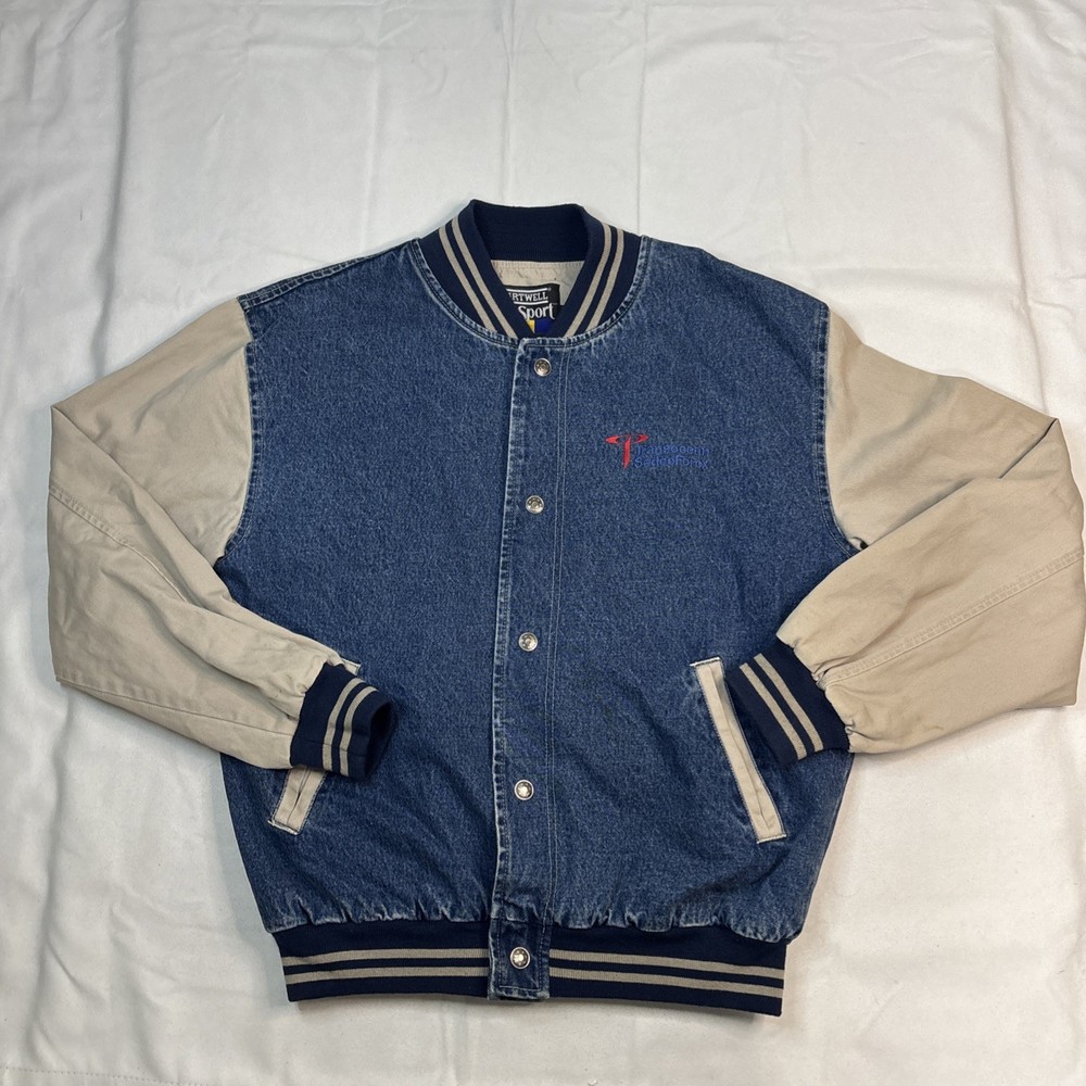 Vintage Hartwell ViaSport Denim Bomber Jacket Transocean Drilling  Men’s Medium