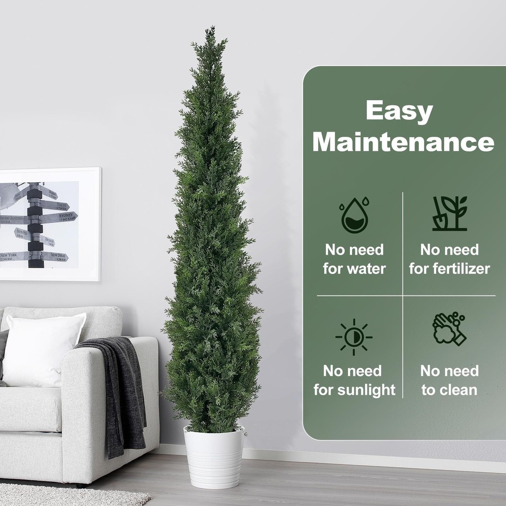 2pc 3-5ft Cedar Pine Artificial Topiary Tree for Indoor/Outdoor Christmas Decor UV Resistant