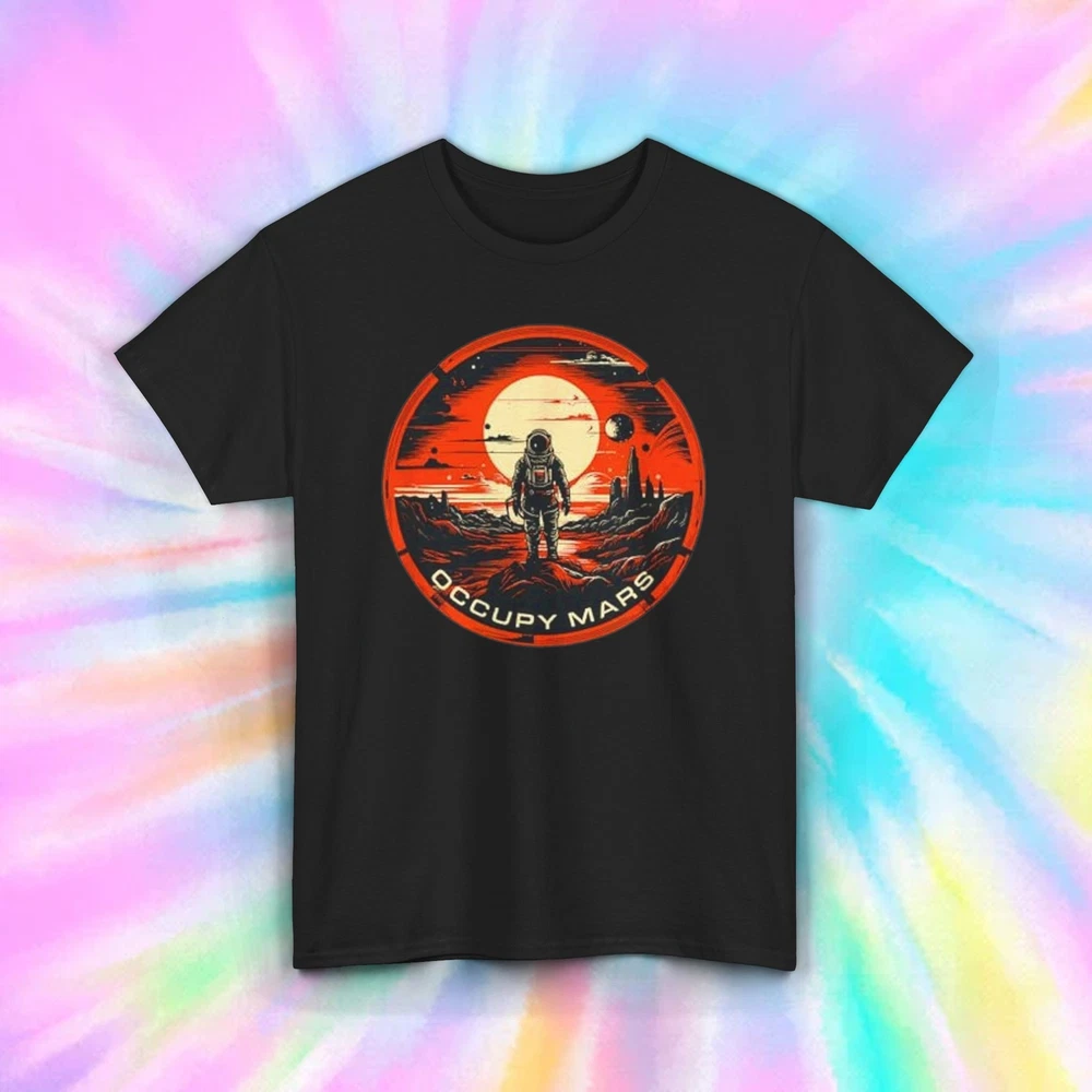Occupy Mars T-Shirt Astronaut Mars Graphic Tee Space Exploration S-4XL