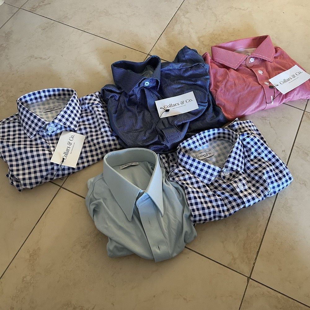 Collars & Co Shirt Mens Size Medium M Lot of 5 Dress Collar Polo Button