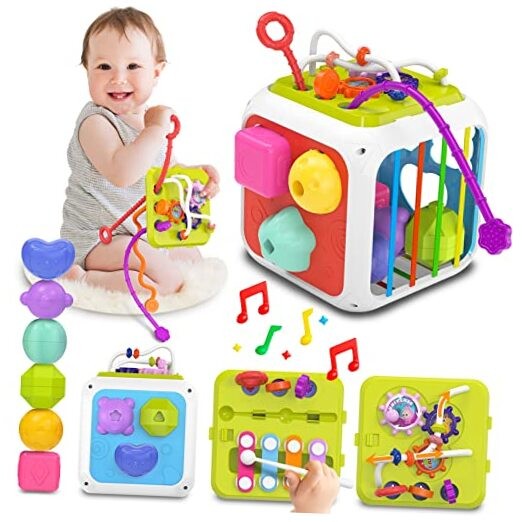 Montessori Toys for 1 Year Old Girls Boys, Baby Sorter Multifunctional Cube