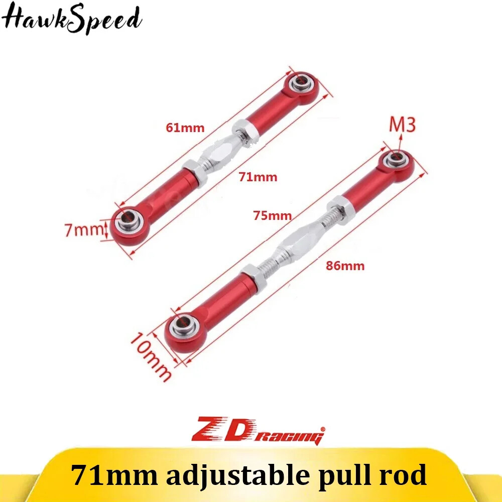 6Pcs 71mm Aluminum Alloy Servo Linkage Rods for ZD Racing 1/10 Drift Cars