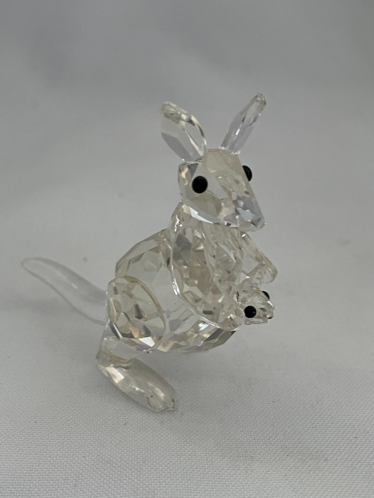 Swarovski Retired Silver Crystal Kangaroo & Baby Joey Figurine 181756