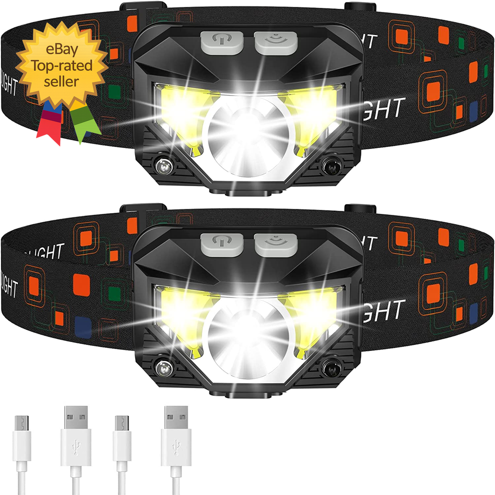 Headlamp Flashlight Lumen Ultra Light Bright LED Rechargeable Headlight with Whi