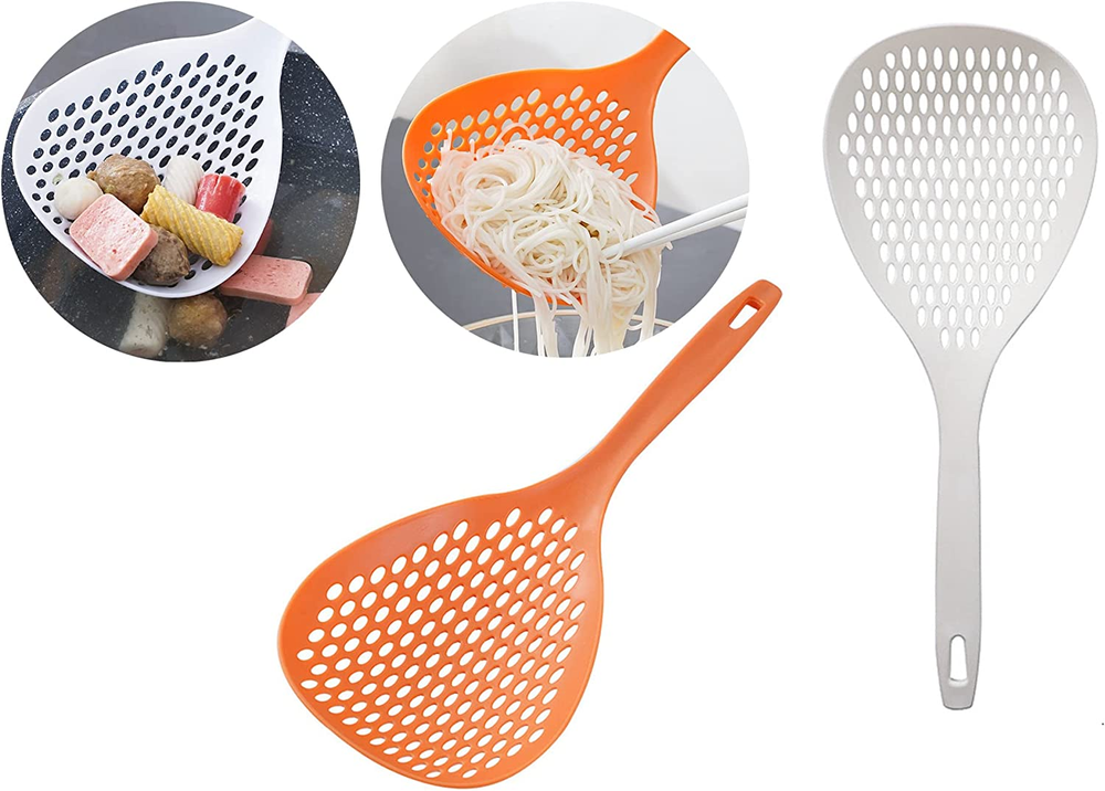 2-Piece Plastic Food Strainer Scoop and Slotted Pasta Skimmer Colander Set