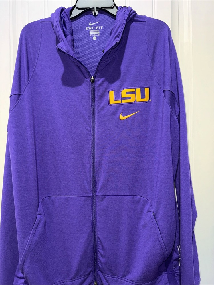 LSU Tigers Nike DRI Fit Elite  Sweatshirt Mens XL Purple Zip Up Hoodie