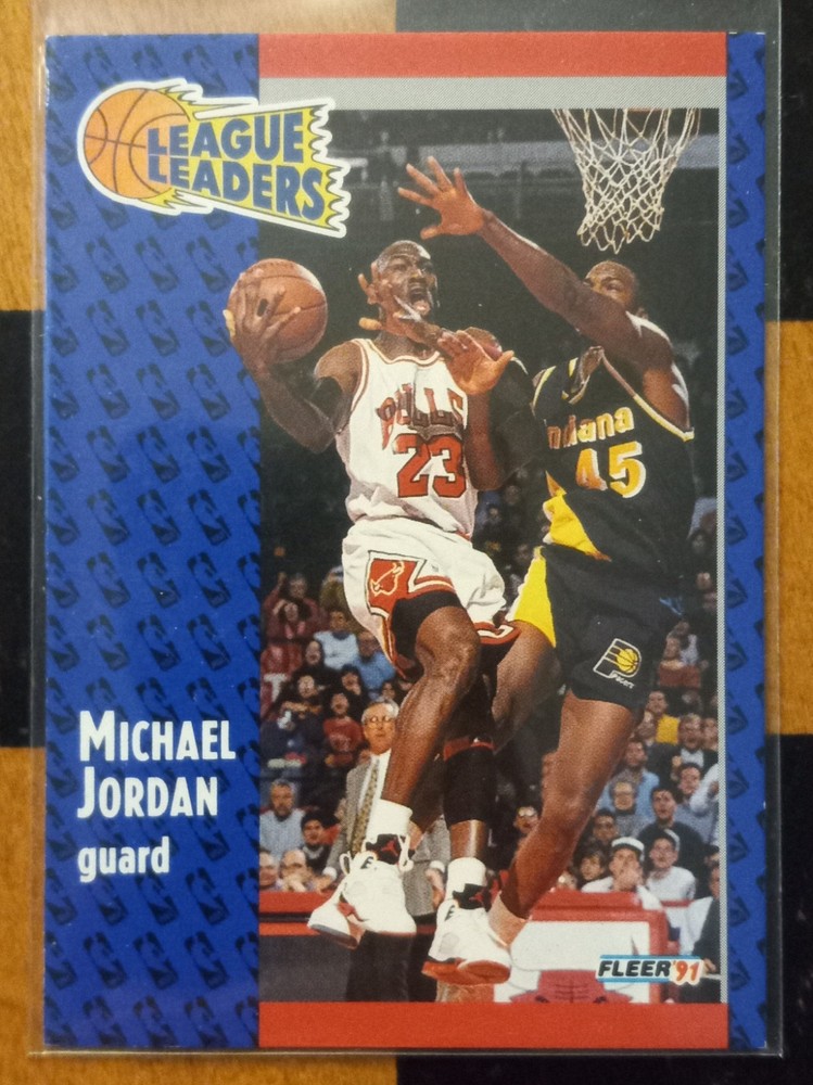 Michael Jordan 1991 Fleer #220 League Leaders Basketball Card in Excellent Condition