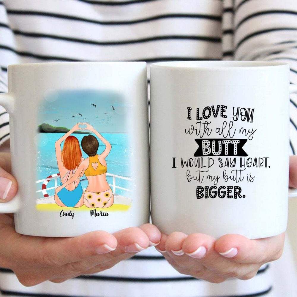 Besties On Boat Bikini Girls Best Friends Personalized Coffee Mug Mug Cup
