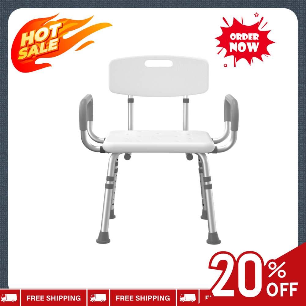 Non-Slip Shower Chair with Arms & Back - Flash Sale-image