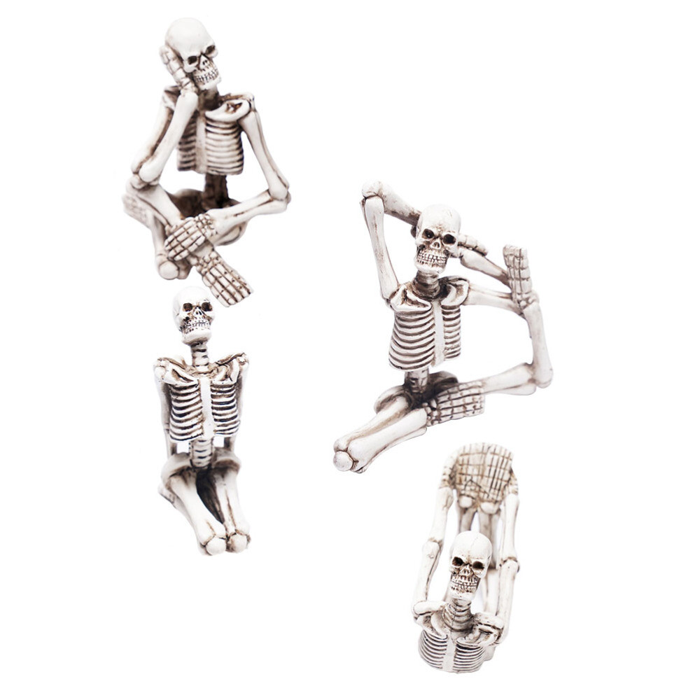 4 Pcs Yoga Skull Ornament Halloween Home Decor Figurines Office Work